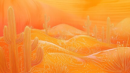 Fototapete - Macro View of Colorful Silk Fabric with Desert Dunes and Stylized Patterns in Warm Tones for Creative Projects and Design Inspiration