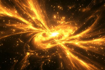 Wall Mural - stunning cosmic explosion of glowing golden particles in space