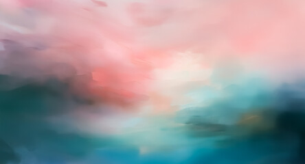 Aufkleber - soft abstract background with blended hues of pink, teal, and light green creating a dreamy and tran