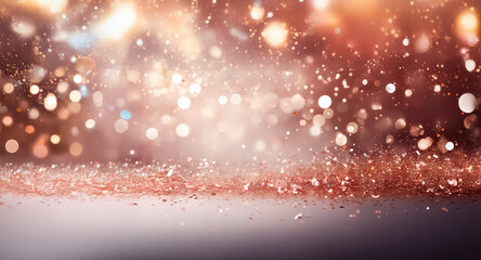 Canvas Print - sparkling bokeh lights and glitter dust create a magical and festive atmosphere with a warm and drea