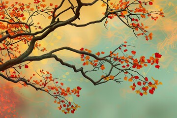 Premium Quality Image of Abstract Tree Branch in Autumn Illustration