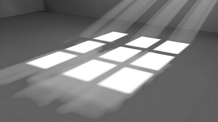 Leinwandbilder - Bright window light shines on a gray interior floor