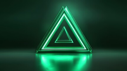 Poster - Geometric glow: neon triangles illuminate a dark surface, creating an abstract and visually striking pattern.