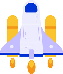 Wall Mural - Cartoon illustration of a space shuttle launching with orange flames