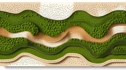 Leinwandbilder - A layered artistic representation of abstracted natural landscape elements