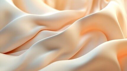 Poster - Abstract flowing fabric with smooth textures and soft peach hues, creating a serene and elegant backdrop.
