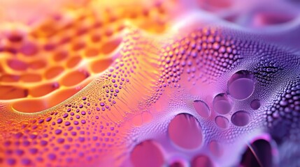Poster - Abstract surface with water droplets showcasing warm and cool color gradients. Detailed close-up shot.