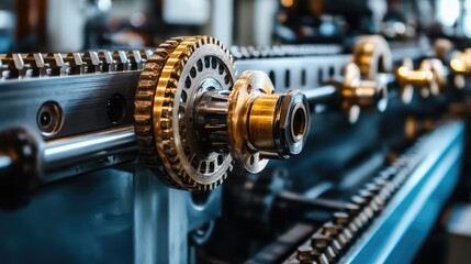 Aufkleber - A detailed shot of an industrial machine in a factory, highlighting its sharp, mechanical components against a clean background.