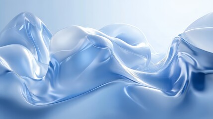 Poster - Abstract flowing light blue cloth design creates a sense of fluidity and graceful movement with its folds.