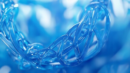 Poster - Abstract blue looping structure made of transparent, interconnected tubes, creating a sense of flow and motion.