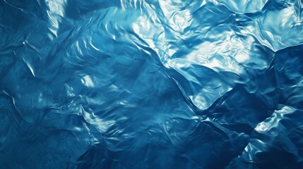 Poster - Abstract blue rippled texture, resembles water or fluid, with light reflections and deep shadows.