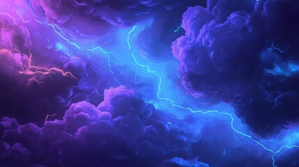 Fototapete - Dynamic Silk Fabric Featuring Rolling Clouds with Vibrant Colors and Lightning Effects Perfect for Artistic Illustrations and Textile Designs