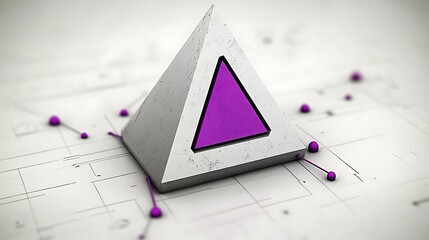 Leinwandbilder - A three dimensional pyramid shape with a colored inner triangle
