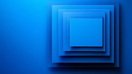 Poster - Abstract square pattern in shades of blue, layered for depth and a modern geometric aesthetic.