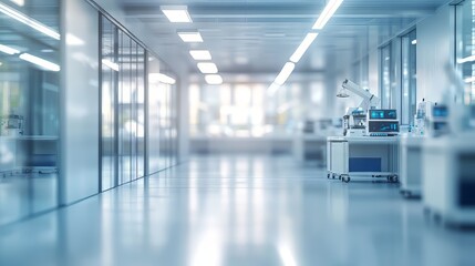 Poster - Sleek, futuristic laboratory space featuring robotic equipment and a clean, well-lit environment.