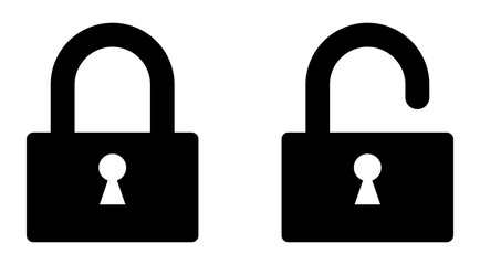 Lock icon set . Lock and unlock icon. Lock and unlock icon collection. Set of open and close lock. Locked and unlocked vector icon set. Lock symbol isolated on white background. lock, unlock, vector.