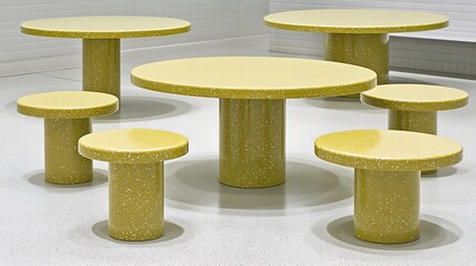 Leinwandbilder - Several modern small round tables of varying sizes in a setting