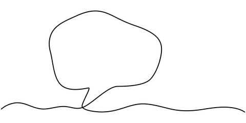 Poster - Speech Bubble Single Line Icon, Continuous one line drawing of speech bubble, Black and white graphics vector minimalist linear illustration made of single line, One continuous line drawing of speech.