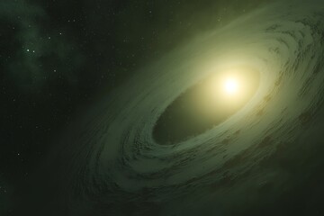 vivid cosmic disk with radiant central star in deep space