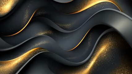 Poster - Elegant waves of shimmering gold and deep black create a mesmerizing visual dance in an artistic display of modern design