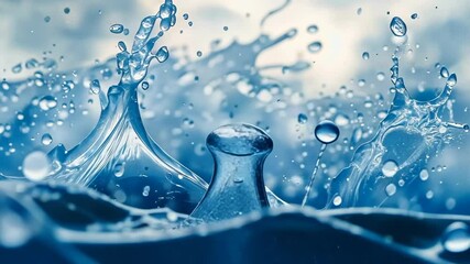 Poster - Dynamic splashes of water create mesmerizing patterns at dawn in a serene lake setting