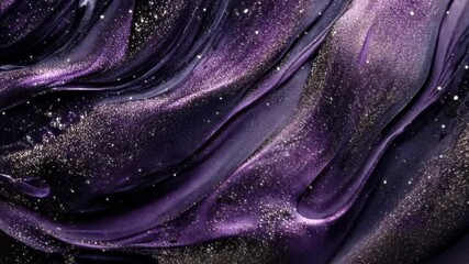 Poster - Explore the mesmerizing dance of shimmering purple and gold in a cosmic swirl of vibrant textures