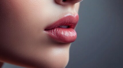 Poster - Detailed Close-Up of Woman's Lips and Nose in Artistic Composition