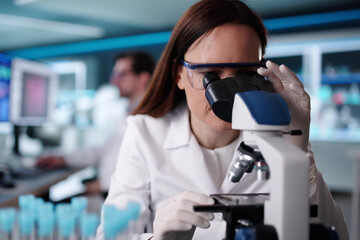 Aufkleber - Science lab researchers analyzing vaccine development