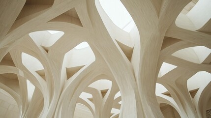 Poster - Modern building's interior, organic curves, skylights, light, architectural design