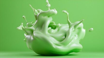 Poster - Abstract Green Liquid Splash on Green Background