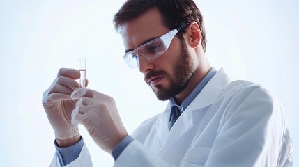 Poster - Medical Researcher in Lab Coat Analyzing Test Tube in Laboratory