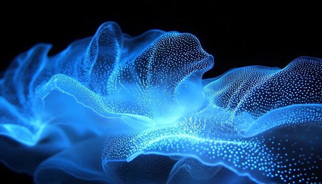 Abstract Blue Flowing Particles