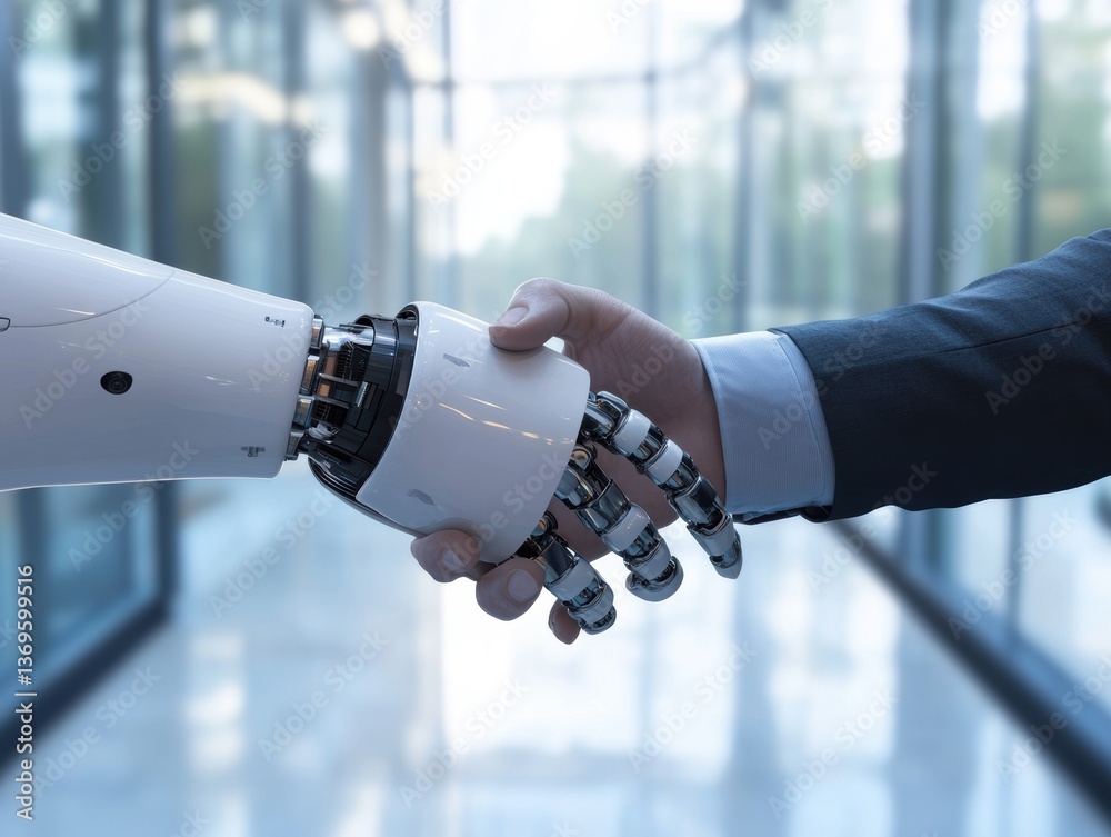 Handshake with the Future: A symbolic image of human and robotic hand ...