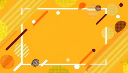 Aufkleber - abstract geometric frame with modern orange and yellow design, white border, diagonal stripes, and circular pattern elements

