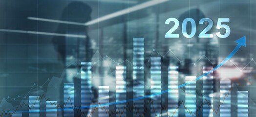 Wall Mural - financial background, economic growth 2025. abstract background. mixed media