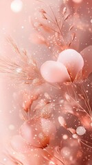 Poster - Glistening peach and rose-gold sparkles create a magical atmosphere among blooming flowers