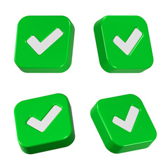 Wall Mural - checkmark icon 3d rendering set
