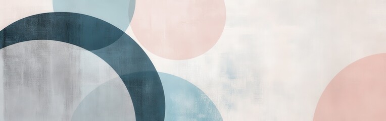 Poster - Minimalist abstract design featuring pale blue and circles in a harmonious composition with soft tones