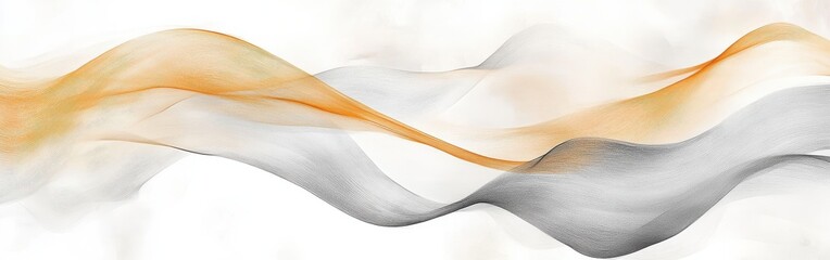 Poster - Elegant pastel amber waves created with graceful pencil strokes flow seamlessly across a light background to capture natural beauty