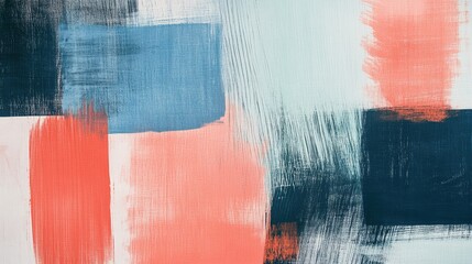 Aufkleber - Pastel blue and coral abstract strokes create a vibrant pattern filled with energy and creativity in textured artwork