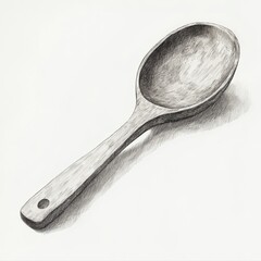 Poster - Detailed sketch of a wooden spoon showcasing grain and texture from a creative perspective