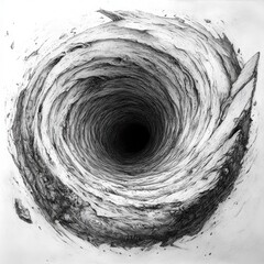Aufkleber - Swirling vortex illustrating a wormhole with intricate details in a dark void at the center