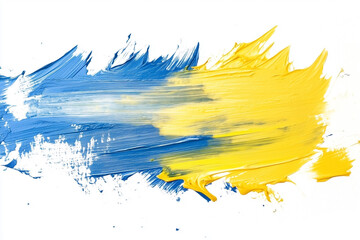 Aufkleber - splash of blue and yellow paint on a white background. The blue and yellow colors create a sense of energy and movement, while the white background provides a stark contrast