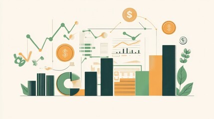 Leinwandbilder - Dynamic representation of mutual fund growth showcasing trends, data analysis, and investment strategies in a modern style