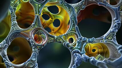 Poster - Colorful patterns blend together with intricate textures and voids, showcasing an abstract representation of organic structures found in nature.