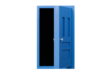 Poster - 3D To Your Door Delivery icon. Minimal Courier delivery package in front blue door. Online Shopping Concept. Fast Delivery, logistic Concept. 3d Deliveries of online orders outside the door. 3d render