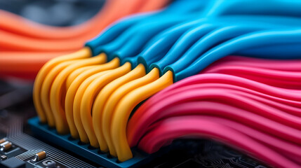 Aufkleber - Colorful Cables and Wires on a Circuit Board