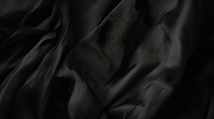 Poster - Sleek black silk fabric with soft folds and subtle highlights, evoking luxury