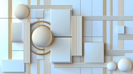 Poster - Abstract 3D white geometric square pattern in paper art style, perfect for banners and website backgrounds.