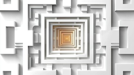 Poster - Abstract 3D white geometric square pattern in paper art style, perfect for banners and website backgrounds.